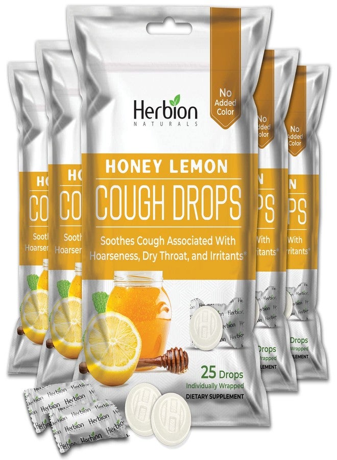 HERBION Naturals Cough Drops with Honey Lemon Flavor, Dietary Supplement, Soothes Cough, for Adults and Children Over 6 Years, 125 Lozenges, Pack of 5 - Image 1